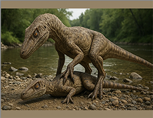 Vorschaubild: 2 Dinosaurier der eine über dem anderen - besiegt